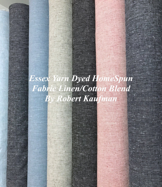 Essex Yarn Dyed Homespun Fabric By Robert Kaufman Linen Cotton Blend (Choose Color & Length)