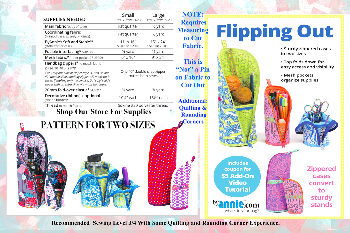 Sewing Pattern Quilted Standing Desk Storage Case Flipping Out Byannie ; Sewing Level 3/4