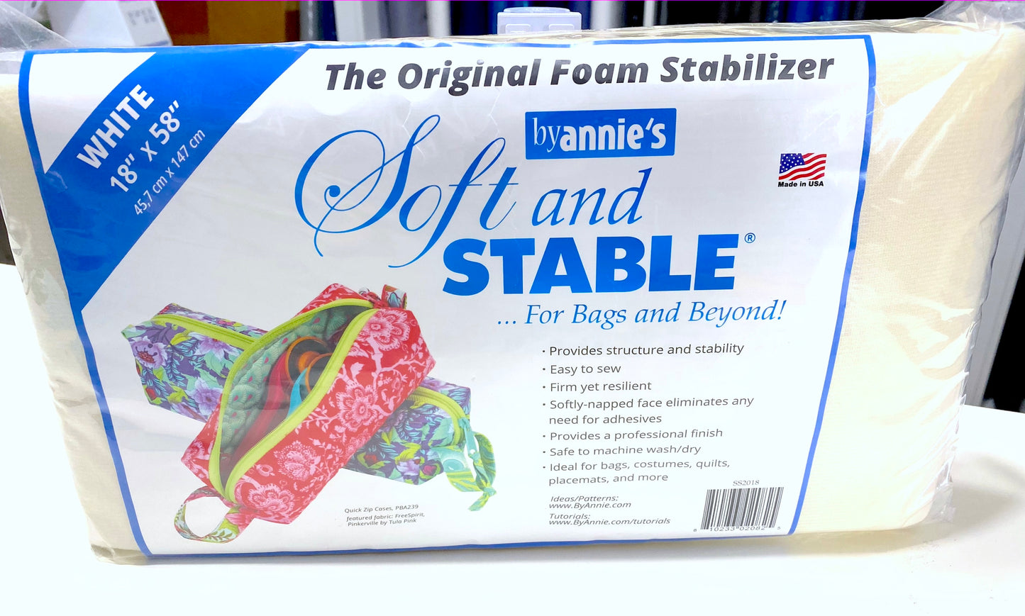 ByAnnnie Soft & Stable Foam Stabilizer 18" X 58" 100% Great for Sewing Bags, Duffles, Covers and Much More