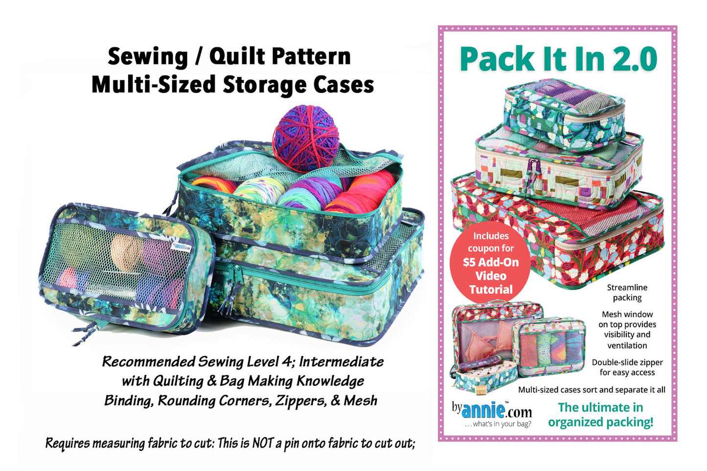 Sewing Pattern Quilted Cases Pack It In 2.0 Newest Version ByAnnie 3 Sizes Sewing Level 4 Read Description