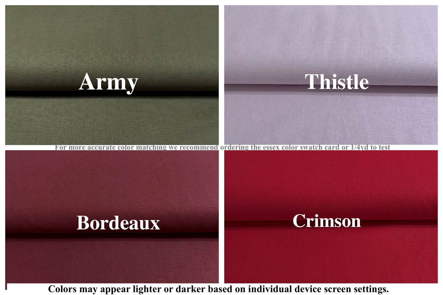 Essex Fabric By Robert Kaufman : Linen Cotton Blend (choose color & length)
