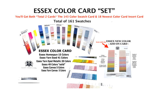Essex Color Cards (CHOOSE) 143 Card Only,  New 18 Card Only (OR) Get Both SET/ Swatch Fabric by Robert Kaufman Approx 2.5"X1.25" Linen Cotten Blend