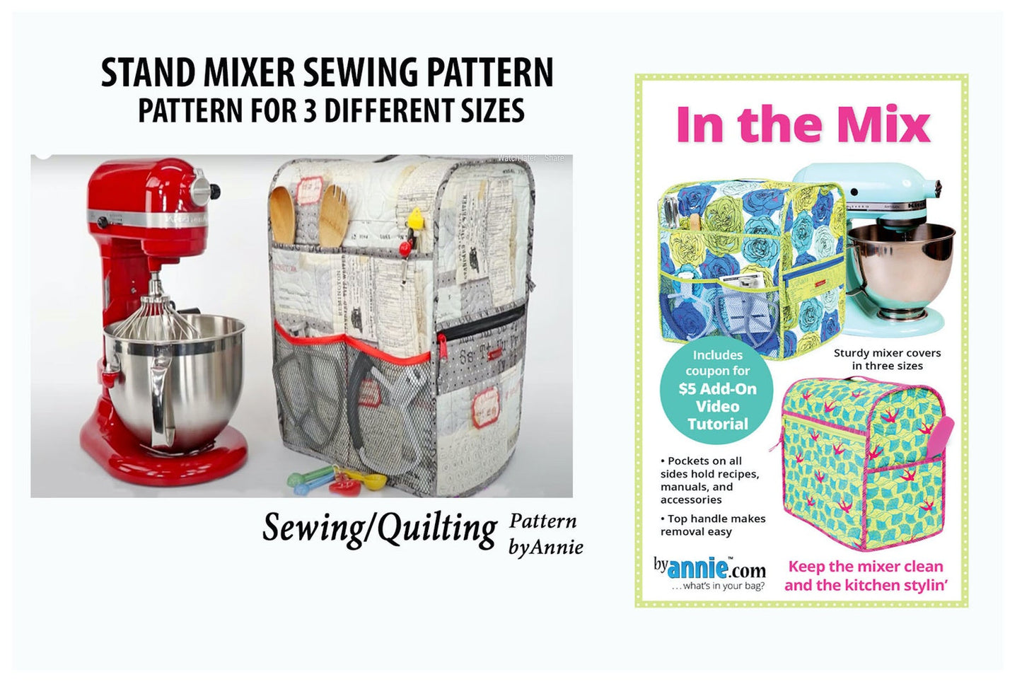 PATTERN Sewing Quilted STAND MIXER Cover 3 Sizes; In The Mix ByAnnie ;Sewing Intermediate &Up ; Requires Quilting (please read description)