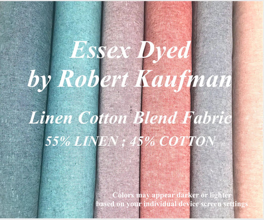Essex Yarn Dyed Fabric By Robert Kaufman Linen Cotton Blend (Choose Color & Length)