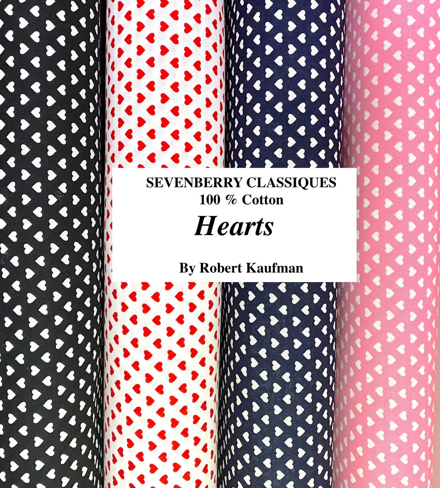 Robert Kaufman's Classiques Sevenberry Hearts Fabric 100% Quilt Cotton (Sold 1/2yd & Up)