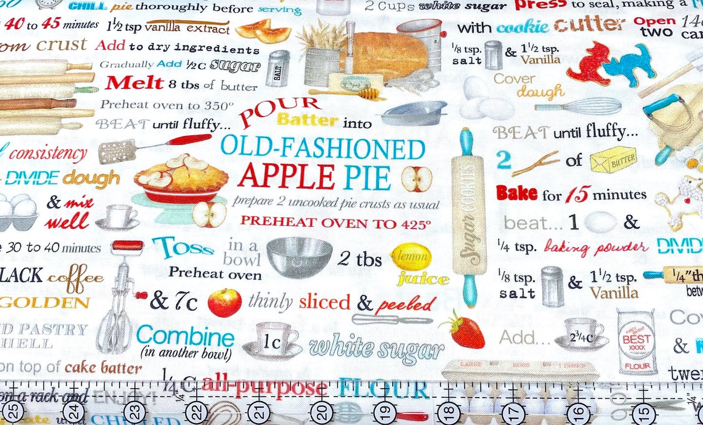 Robert Kaufman BAKING COTTON FABRIC Baking Cookies Apple Pie - Kiss the Cook 100% Quilt Cotton