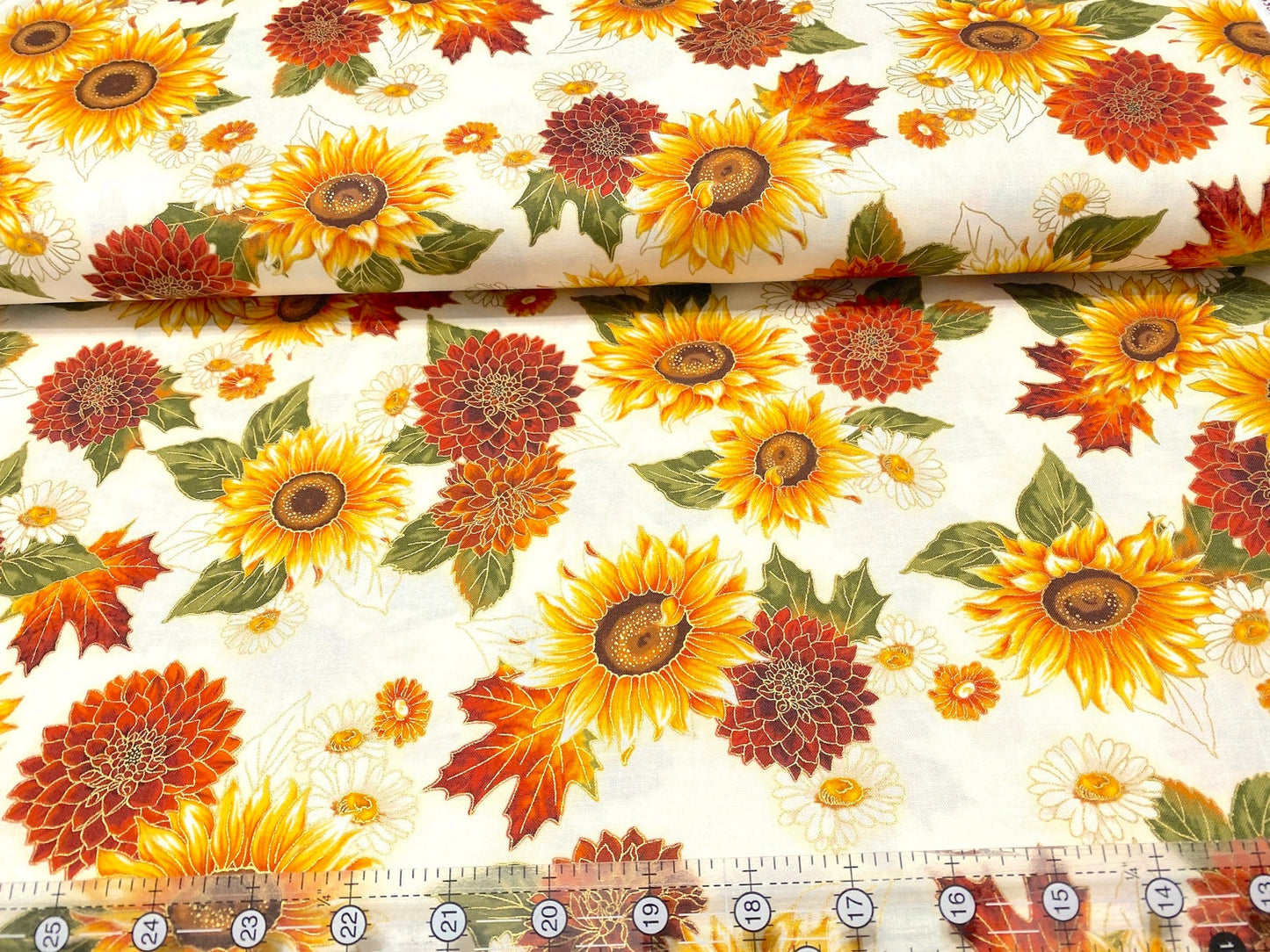 Robert Kaufman's Autumn Bouquet 100% Quilt Cotton Fabric; Sunflower Gold Floral