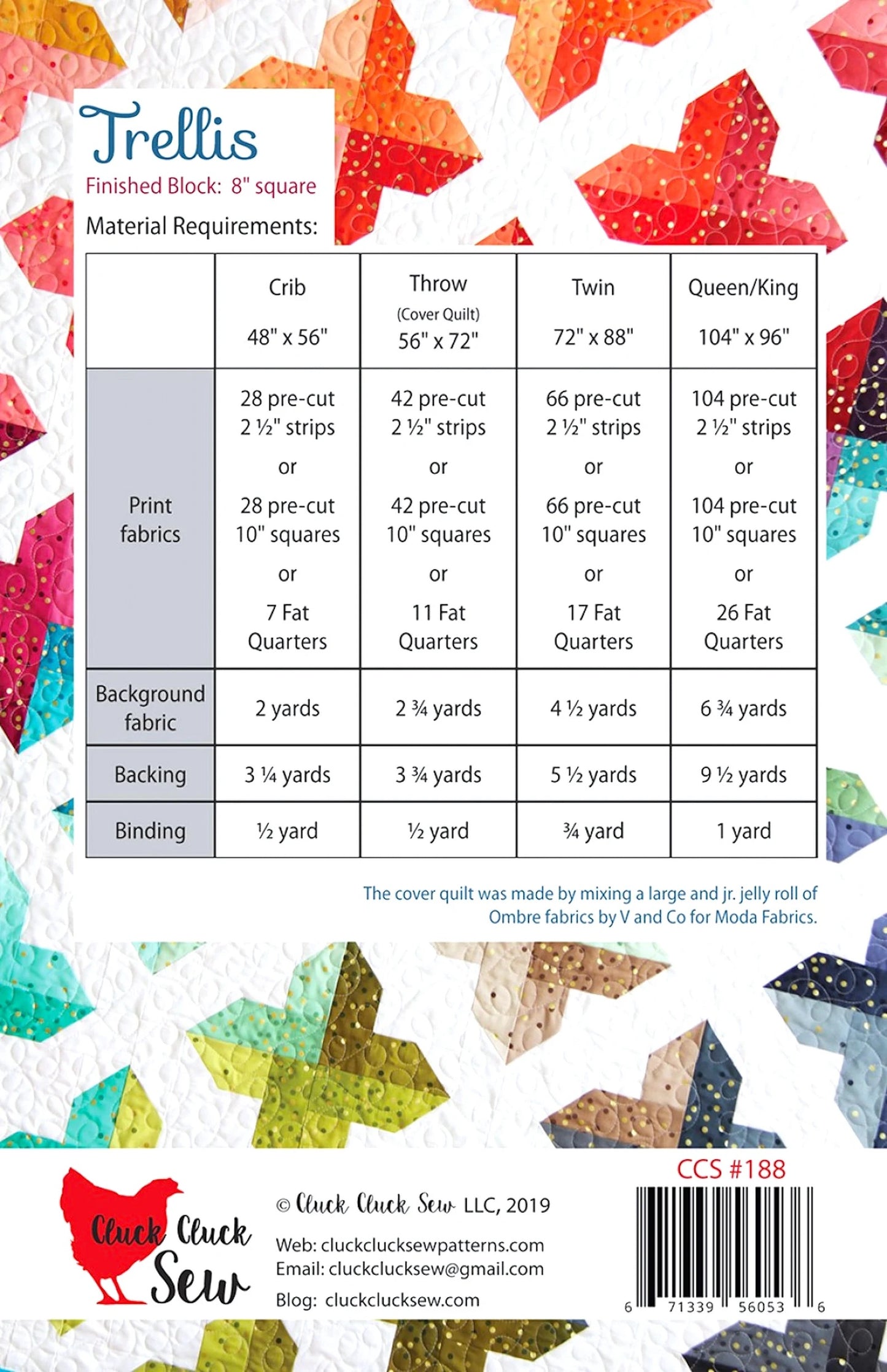 Sewing Pattern Quilt Blanket TRELLIS Cluck Cluck Sew by Alison Harris -Read Description