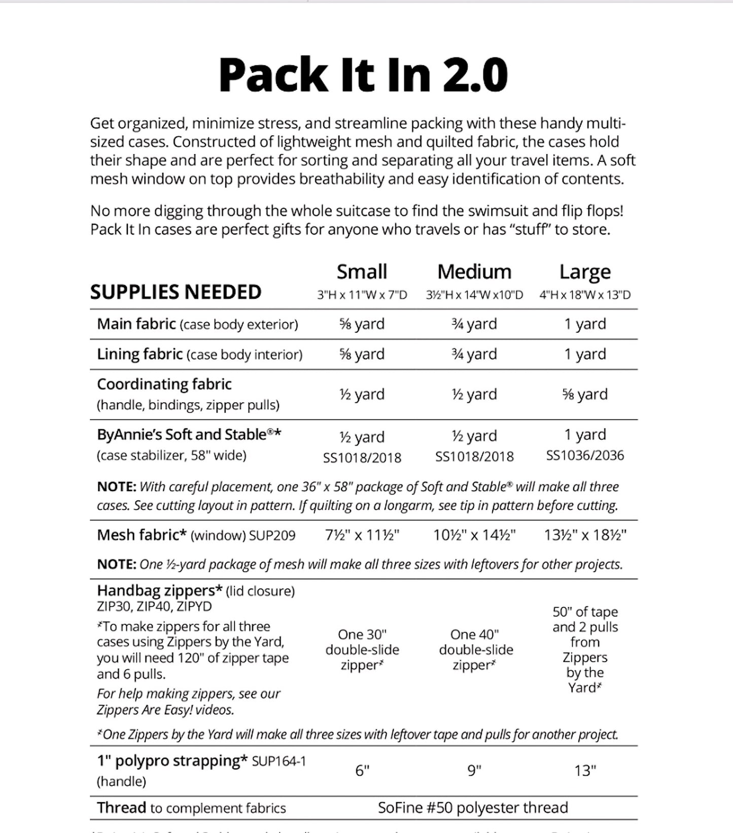 Sewing Pattern Quilted Cases Pack It In 2.0 Newest Version ByAnnie 3 Sizes Sewing Level 4 Read Description