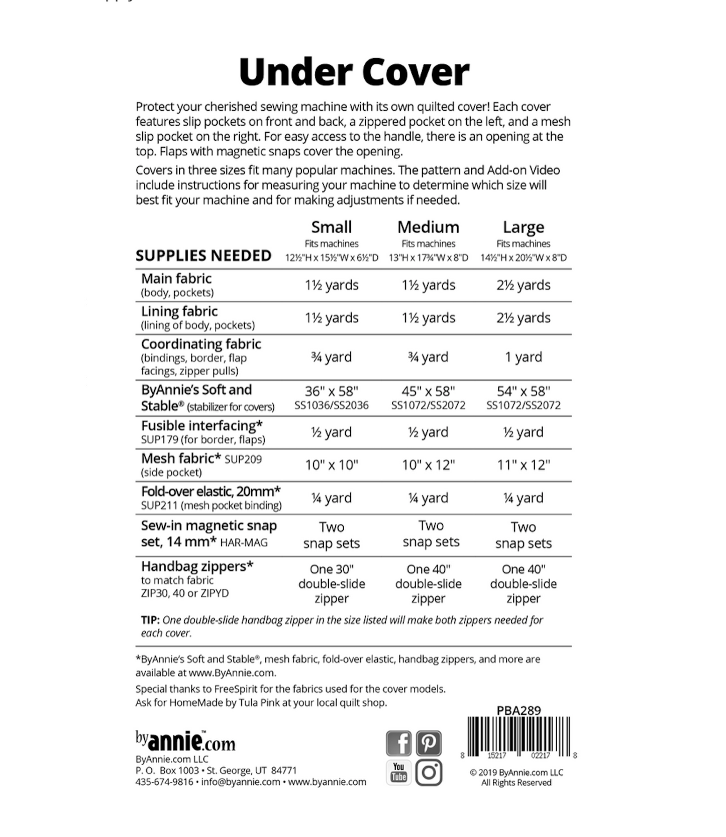 Pattern Quilted Sewing Machine Cover 3 Sizes Under Cover ByAnnie Intermediate &Up -Read Description