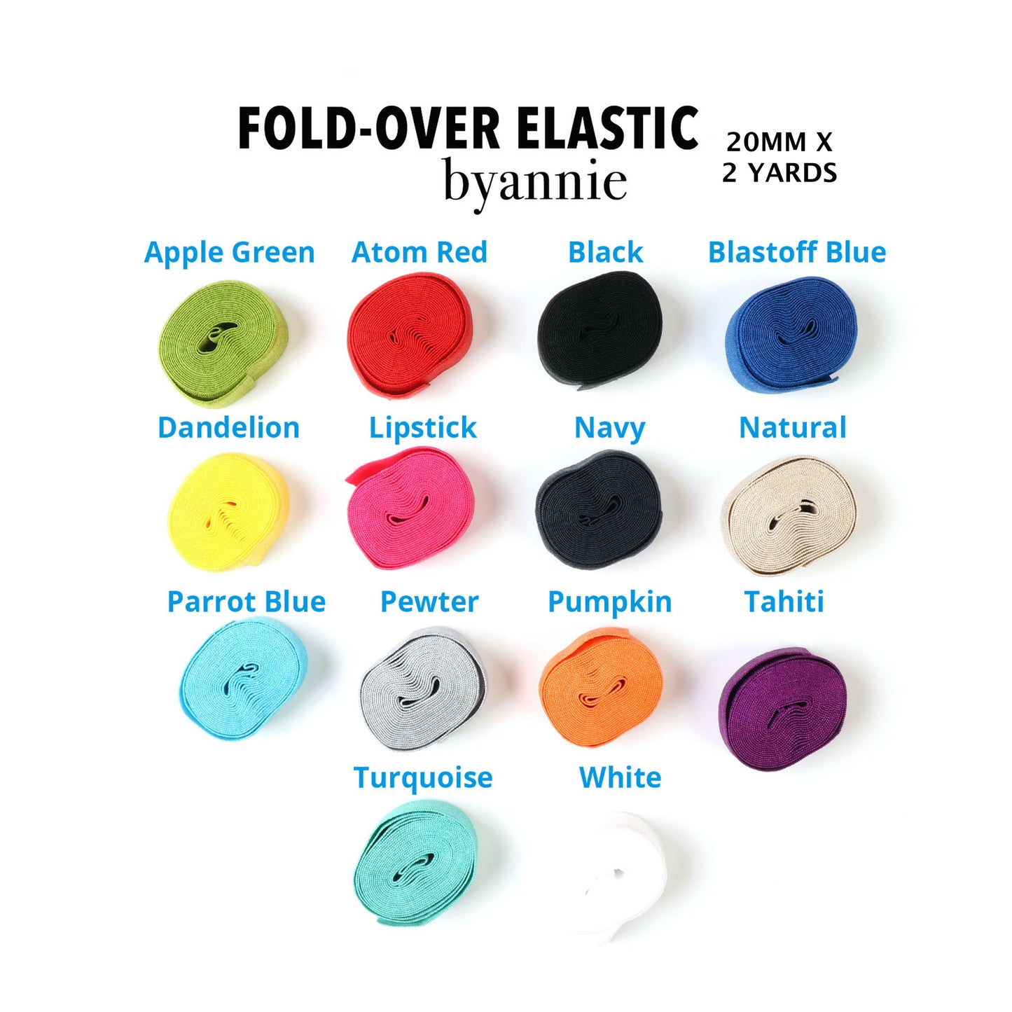 FOLD OVER ELASTIC 20MM X 2 Yards ; Quality Byannie Elastic Great For Mesh Bags, Backpacks, Bags & More!