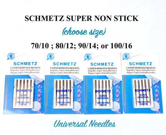 SUPER NONSTICK Needles SCHMETZ 5 Pack ; Choose Size /Sewing Machine Prevents Sticking While Using Adhesive & More