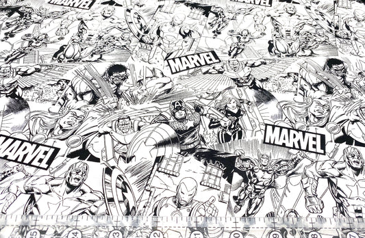 Avengers Sketch Cotton Fabric Licensed Spring Creatives 100% Quilt Cotton