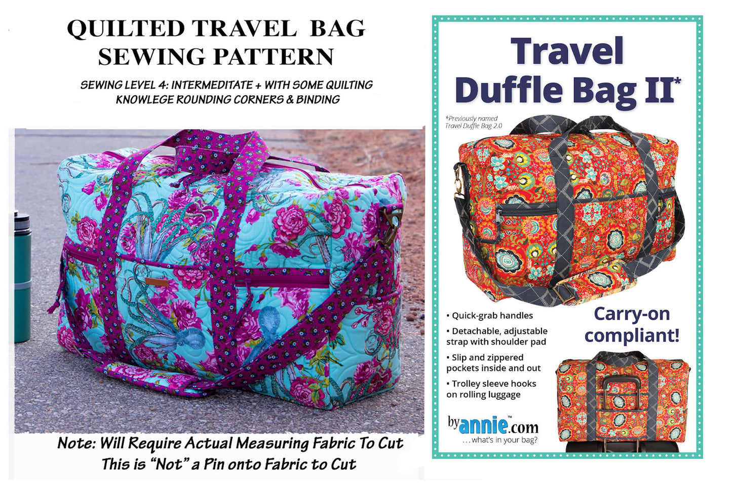 Sewing Pattern Quilted Travel Duffle Bag 2.1 Newest Version -Pls Read Description