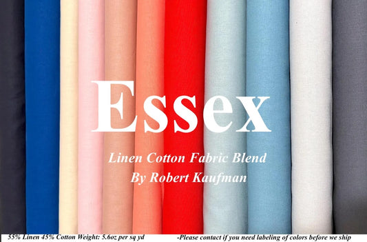 Essex Fabric By Robert Kaufman : Linen Cotton Blend (choose  color & length)