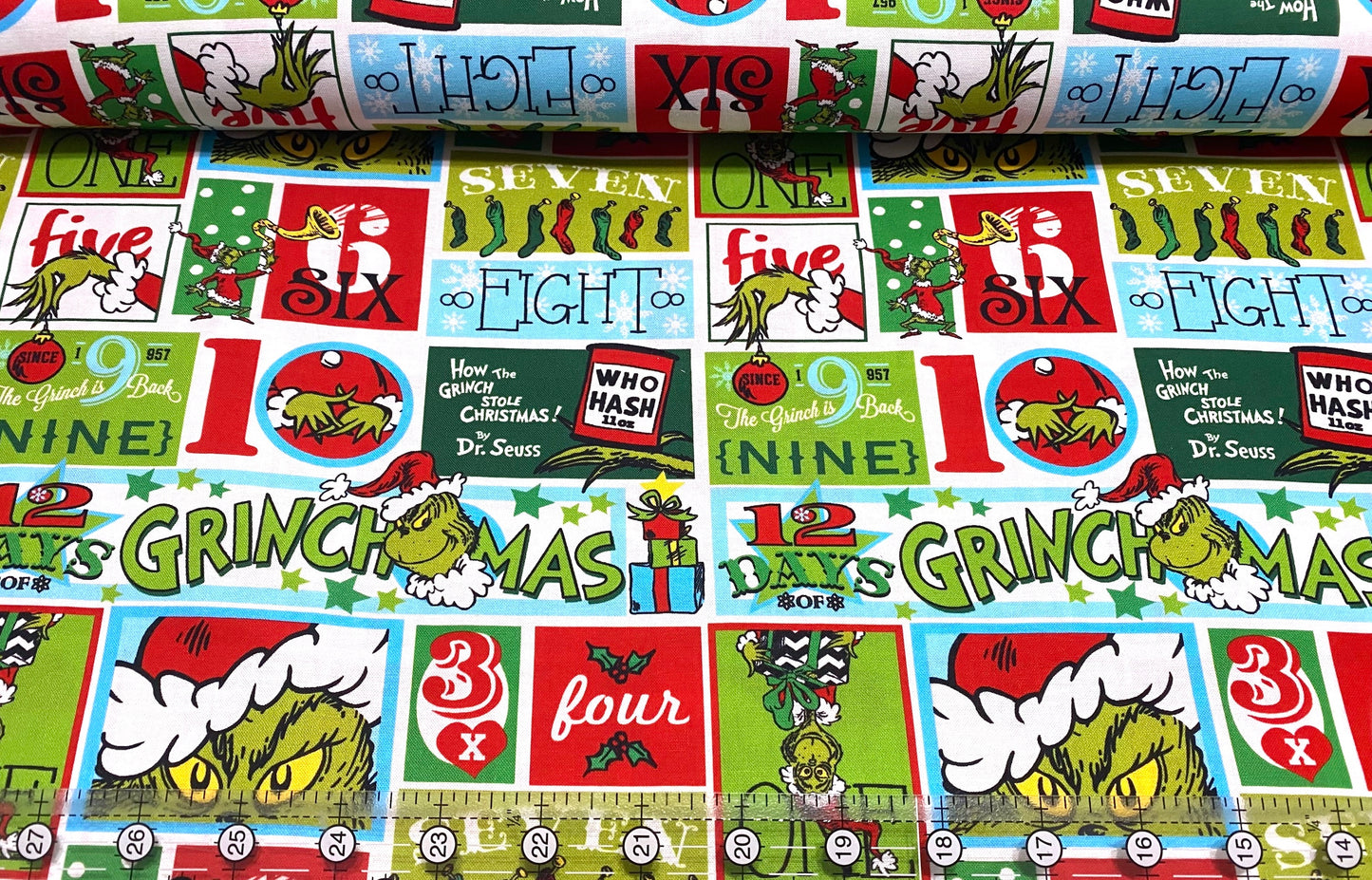 How the Grinch Stole Christmas Block Fabric Licensed by Robert Kaufman 100% Quilt Cotton