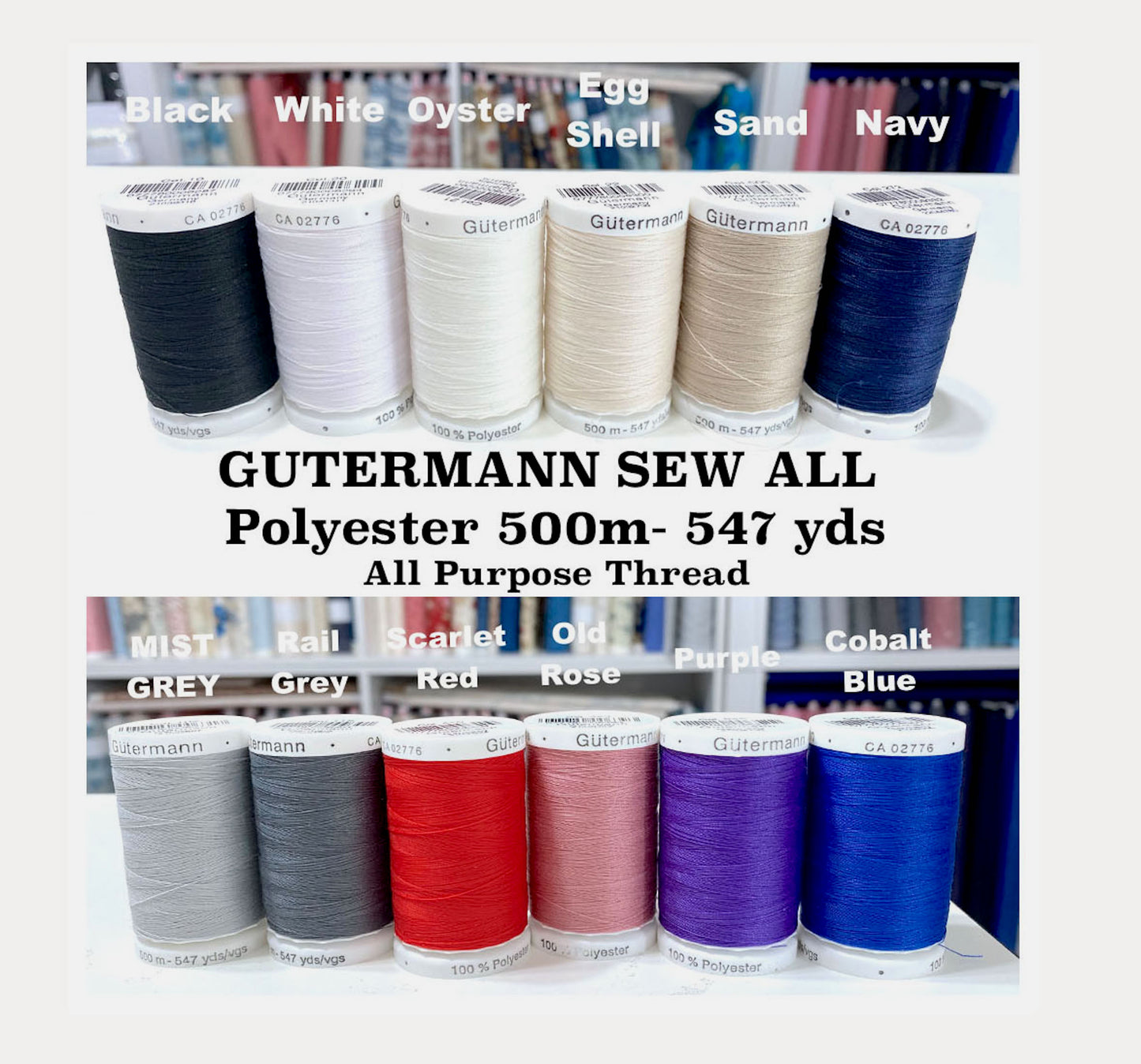 500m/547yds Gutermann Sew All Polyester All Purpose Thread For Machine or Hand (Choose Color)