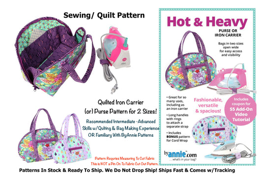 New! Sewing Quilt PATTERN Hot and Heavy Iron Bag Purse in 2 sizes Intermediate & Up Pls Read Description