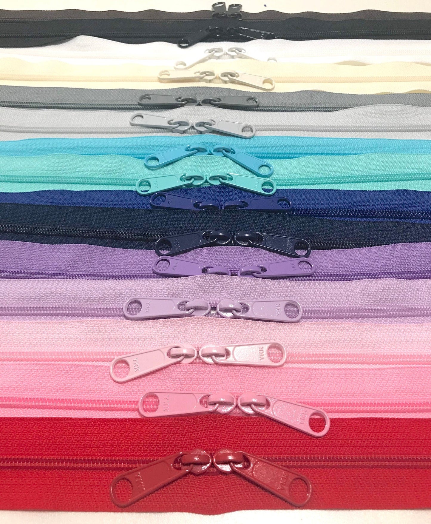 YKK 40" Double Pull (HANDBAG) Zipper 4.5 Head to Head Sliders (Choose Color)