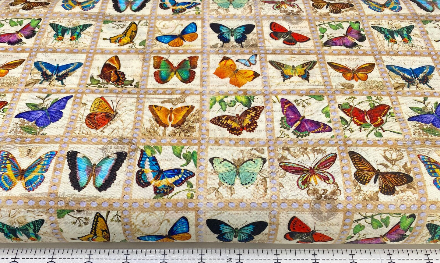 Robert Kaufman Library of Rarities Fabric Butterfly Vintage 100% Quilt Cotton