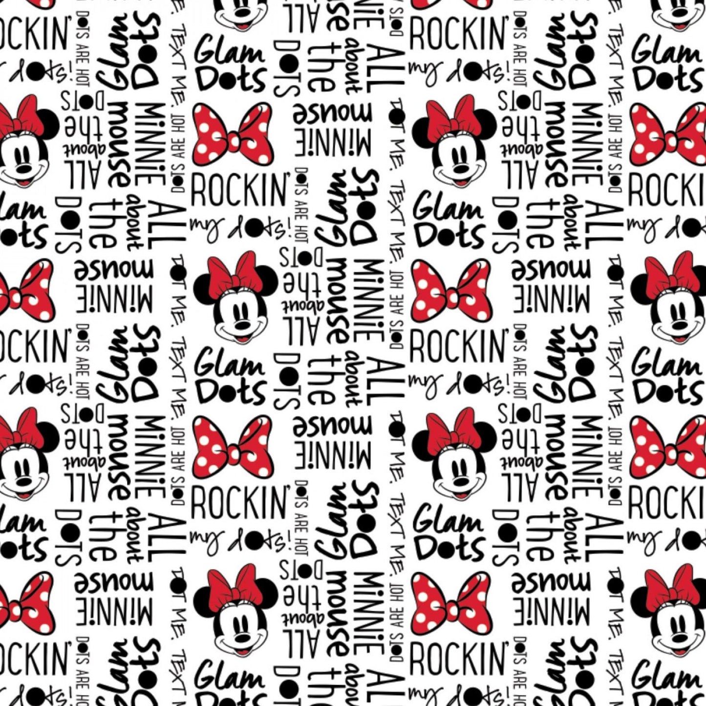 Minnie Mouse All About the Dot Glam Cotton Fabric by Camelot; Licensed Disney 100% Quilt Cotton