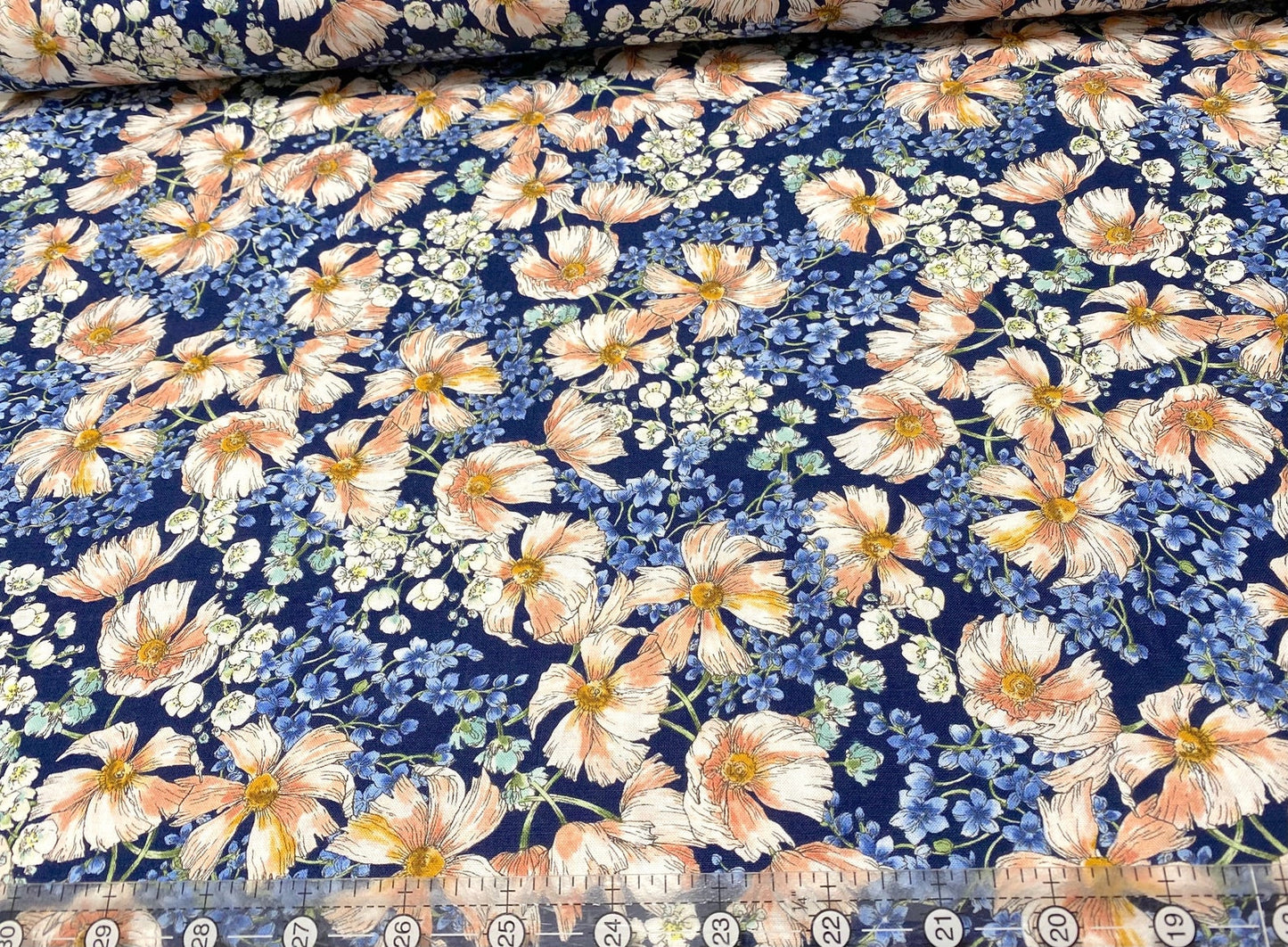 Robert Kaufman's Nature's Notebook Peach Blue Jay 19847-82 Fabric by Briar Hill 100% Quilt Cotton