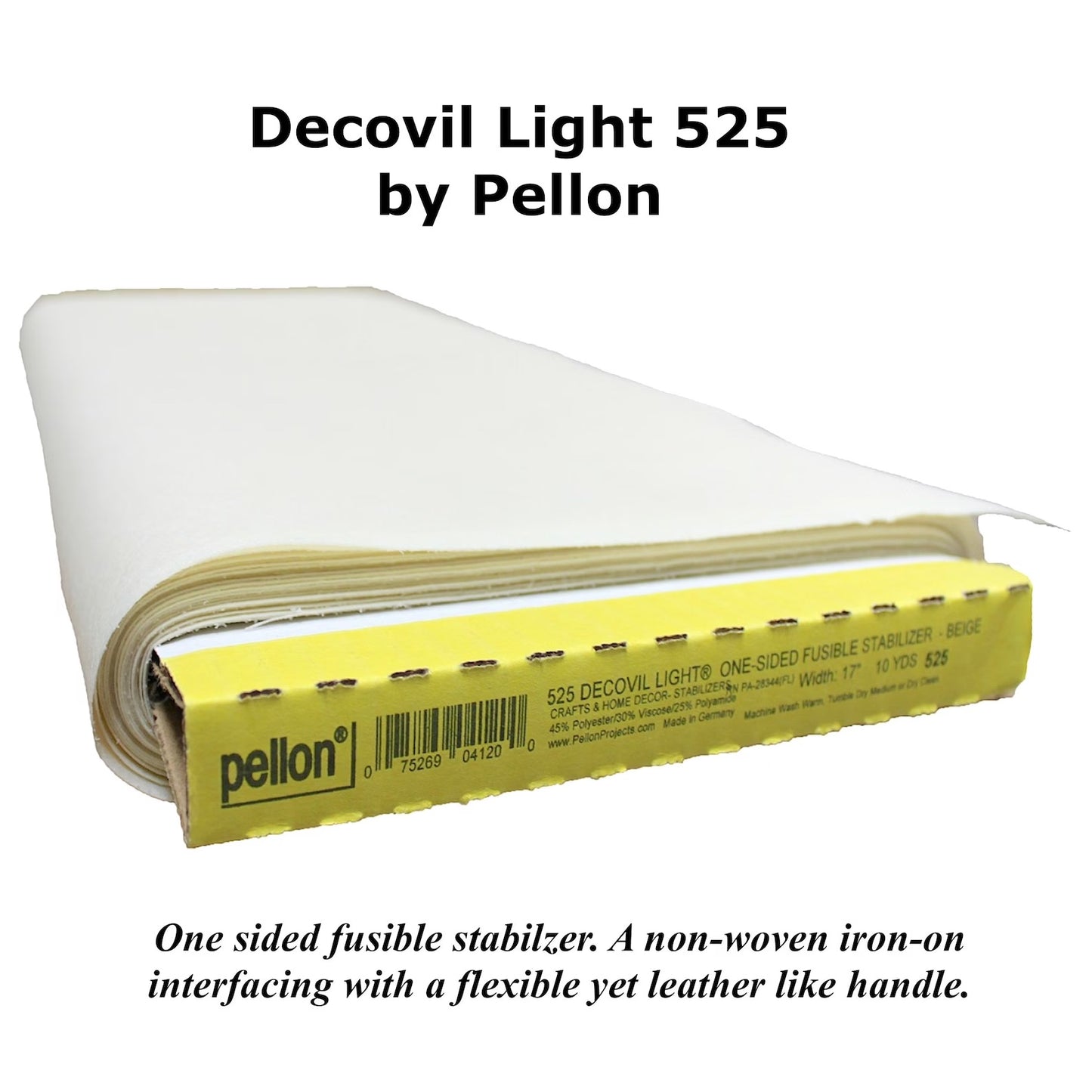 Decovil Light 525 Non-Woven Interfacing with Leather-Like Handle by Pellon 17" WIDE