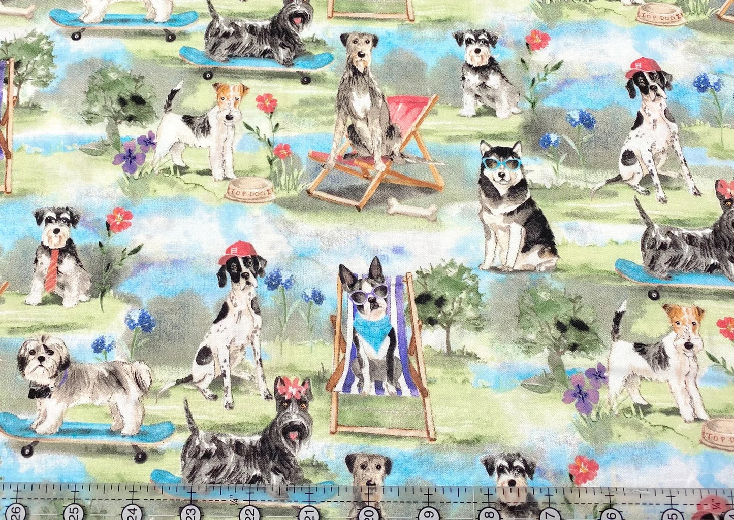 3Wishes Dogs Life Park Fabric 100% Quilt Cotton