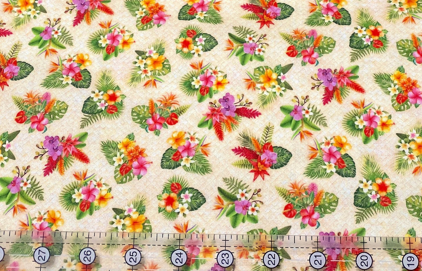 Robert Kaufman GARDEN ALOHA Fabric 100% Cotton 44"wide ; Tropical 100% Quilt Cotton;