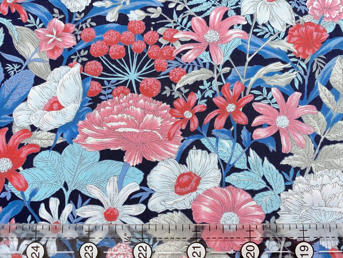 Robert Kaufman's Vintage Study Multi-Blue Floral Fabric 100% Cotton 100% Quilt Cotton