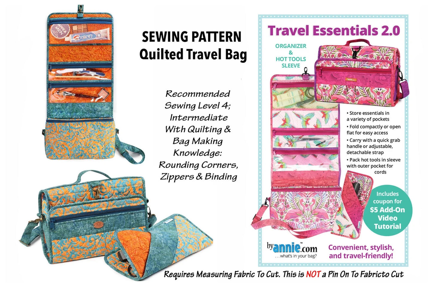 Sewing Pattern ; Quilted Travel Essentials 2.0; Bag / Case ; Byannie Sewing Level 4 (please read description)