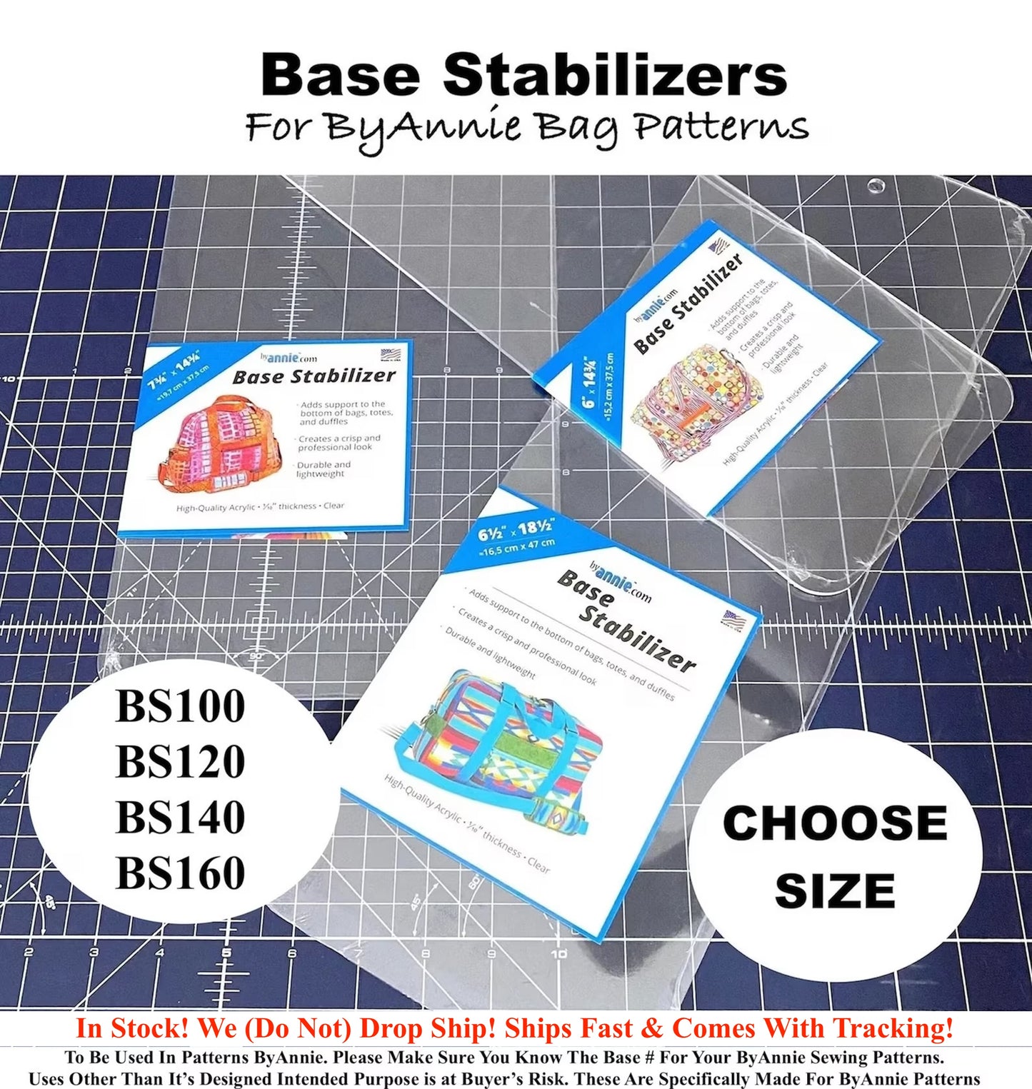 BASE STABILIZER BS120 BS140 BS160 BS100 Byannie Bag Making Support (Choose Size)