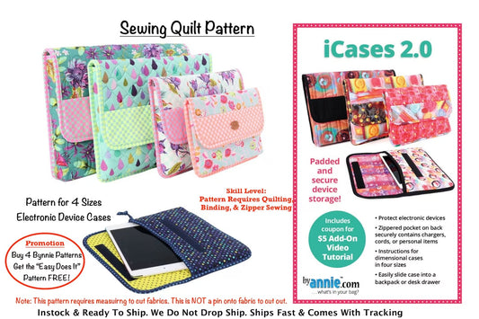 New! Sewing Quilt PATTERN iCases 4 sizes Requires Quilting & Up Pls Read Description