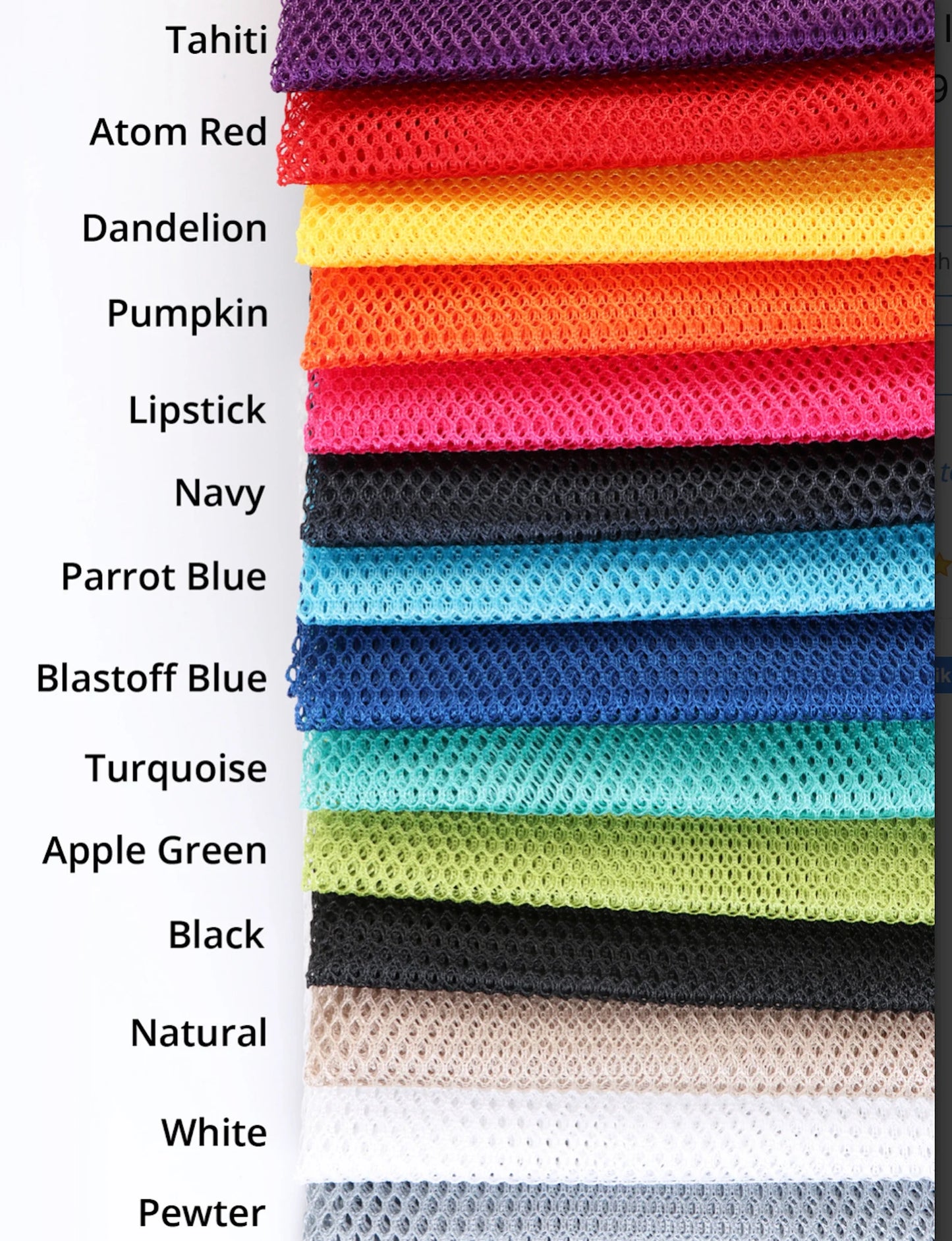 Byannnie Mesh Fabric 18" X 54" 100% Polyester Great for Sewing Backpacks, Bags, Covers & More;