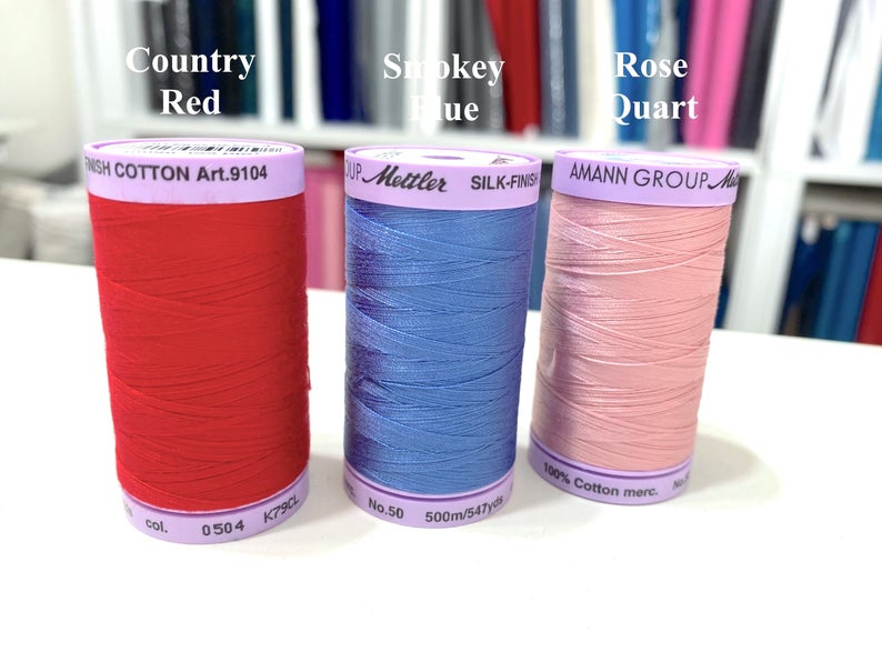 50WT Mettler 500M/547YDS Cotton Threads w Silk Finish Sewing 100% Cotton (Choose Color)