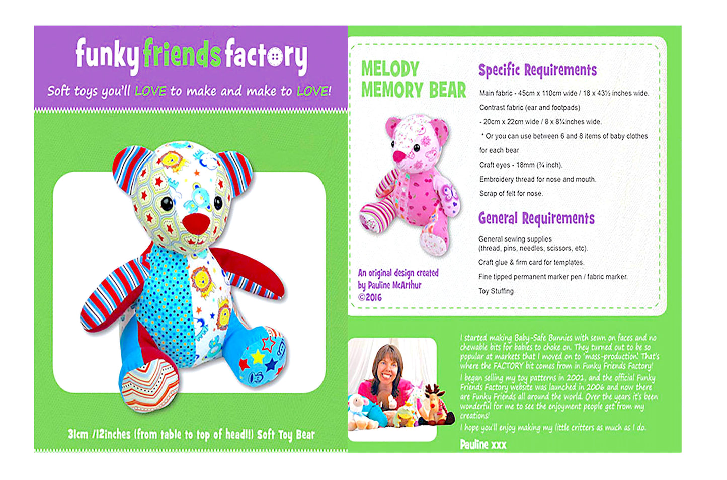 Pattern Sewing Memory Bear Patchwork Pls See All Photos & Read Description